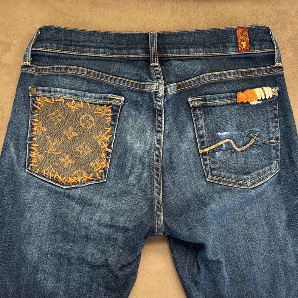 Upcycled Embroidered Denim Shorts • Size 26